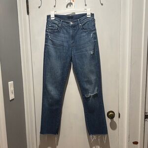 MOTHER inside crop fray distressed jeans